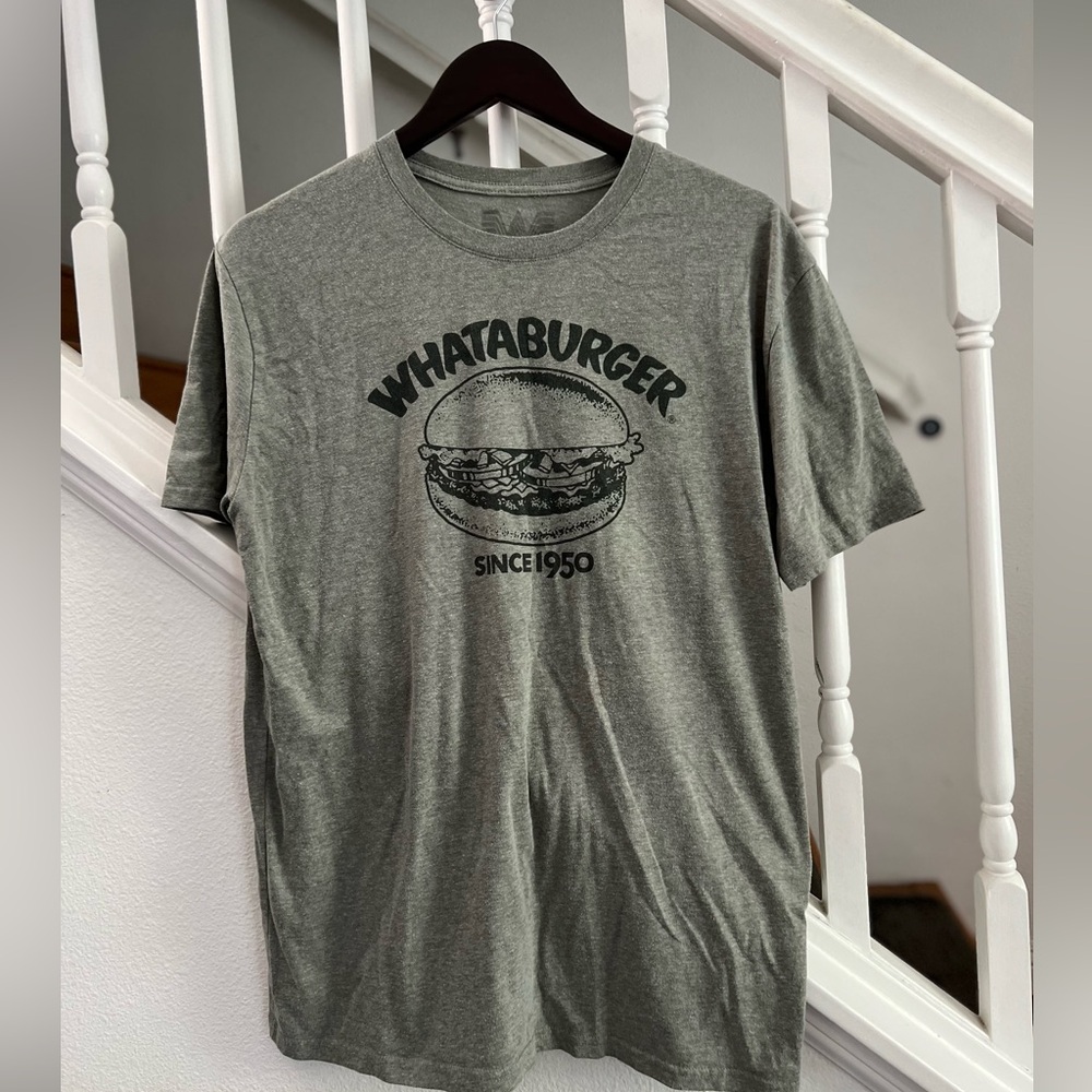 Whataburger‎ Graphic T-Shirt Mens Medium Heather Grey Short Sleeve Burger Texas